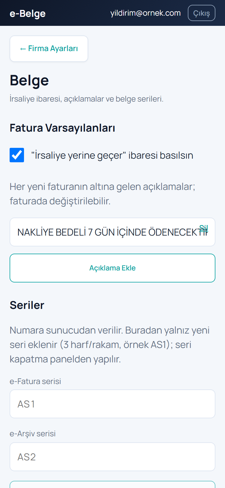 Belge Ayarları