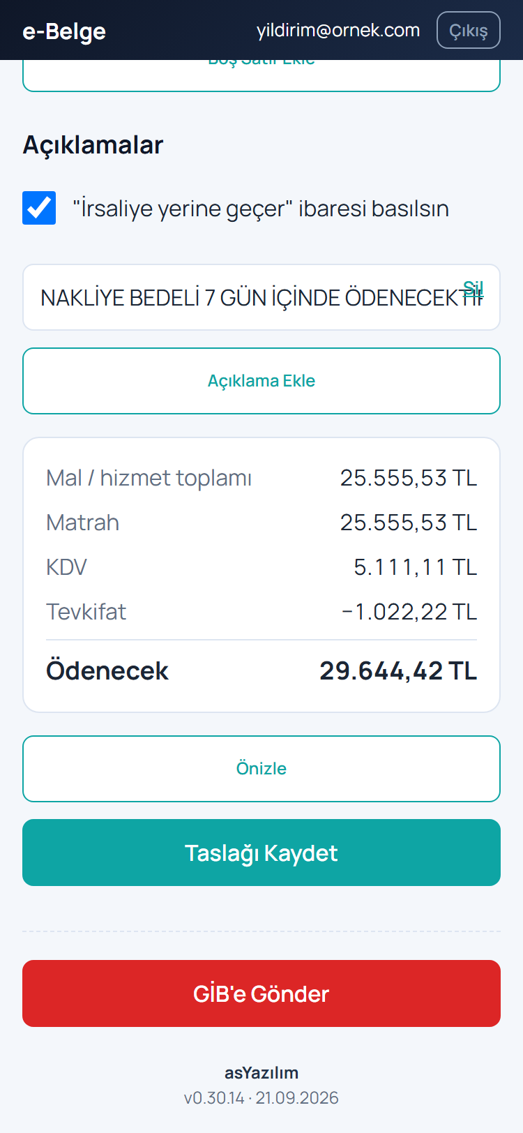 Fatura Düğmeleri
