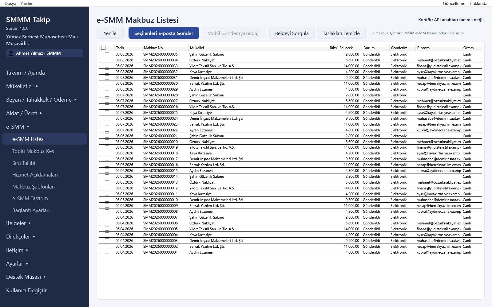 e-SMM Makbuz Listesi
