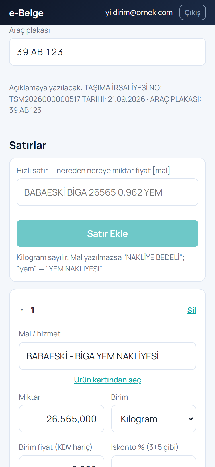 Fatura Satırları